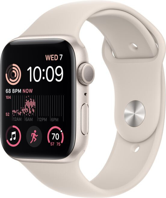 Apple Watch SE 2 GPS Gen.2 44mm Starlight Aluminium Case with Starlight Sport Band - S/M (MRE43)