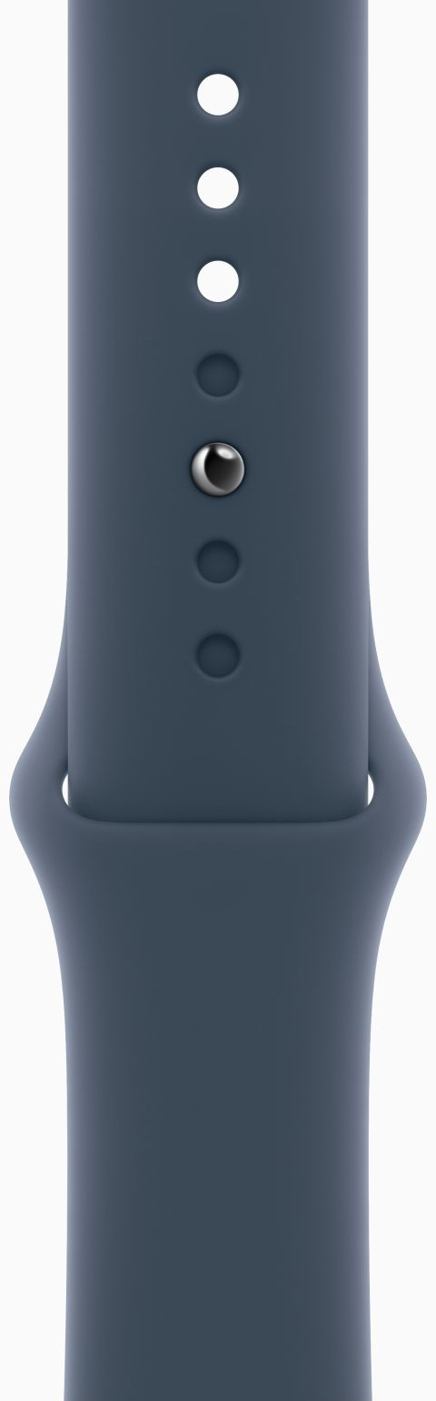 Apple Watch Series 9 GPS 45mm Silver Aluminium Case with Storm Blue Sport Band - M/L (MR9E3)