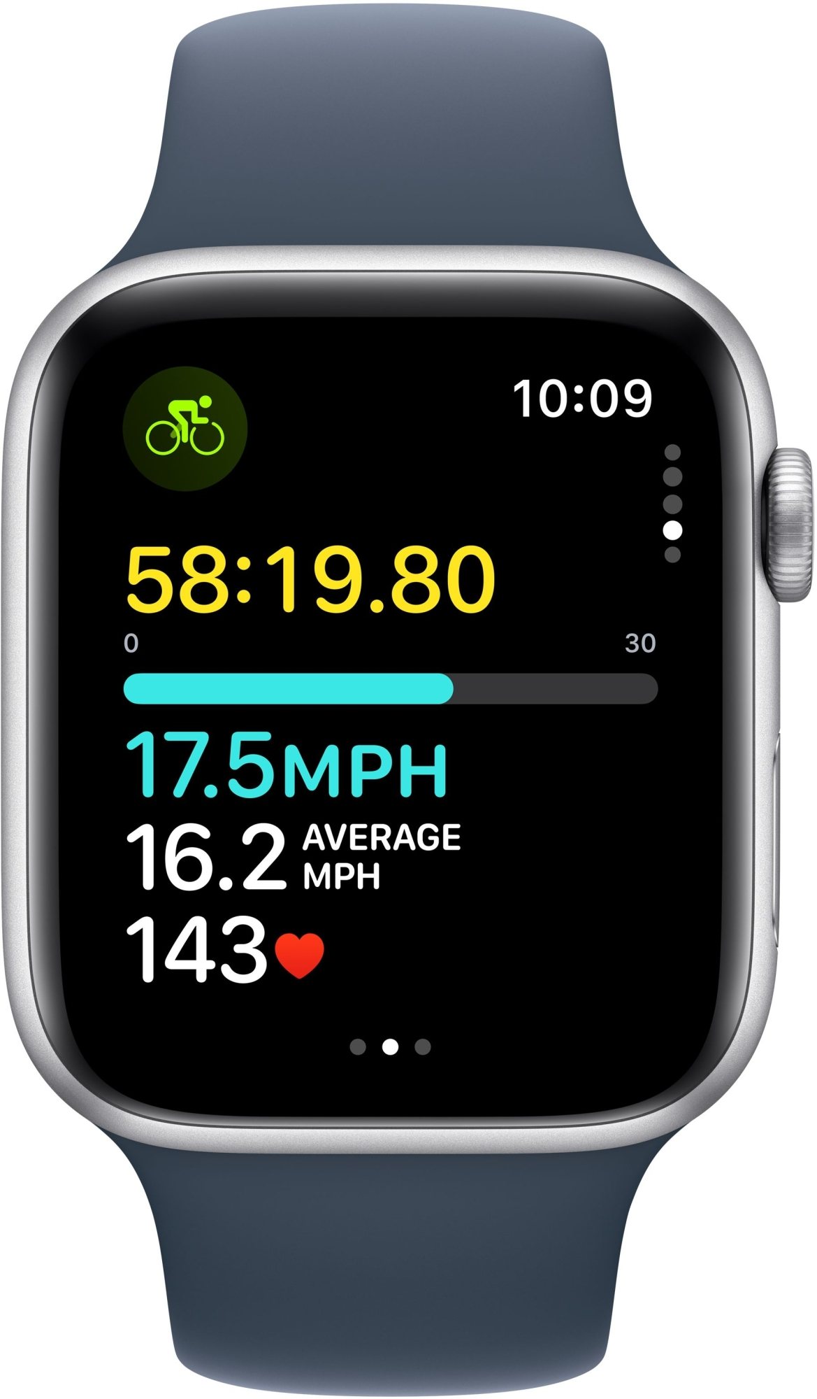 Apple Watch SE 2 GPS Gen.2 40mm Silver Aluminium Case with Storm Blue Sport Band - S/M (MRE13)