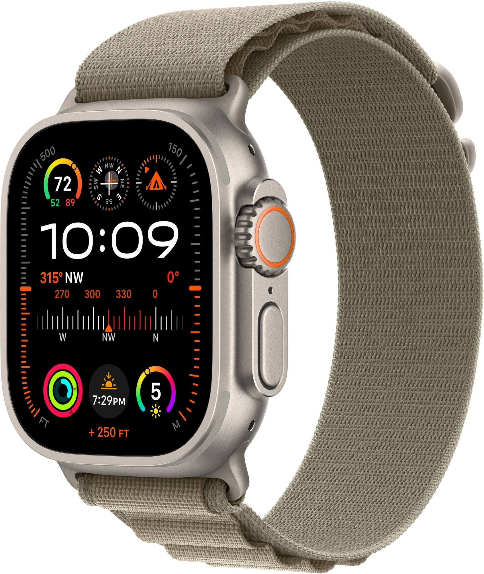 Apple Watch Ultra 2 GPS + Cellular, 49mm Titanium Case with Olive Alpine Loop - Small (MREX3)