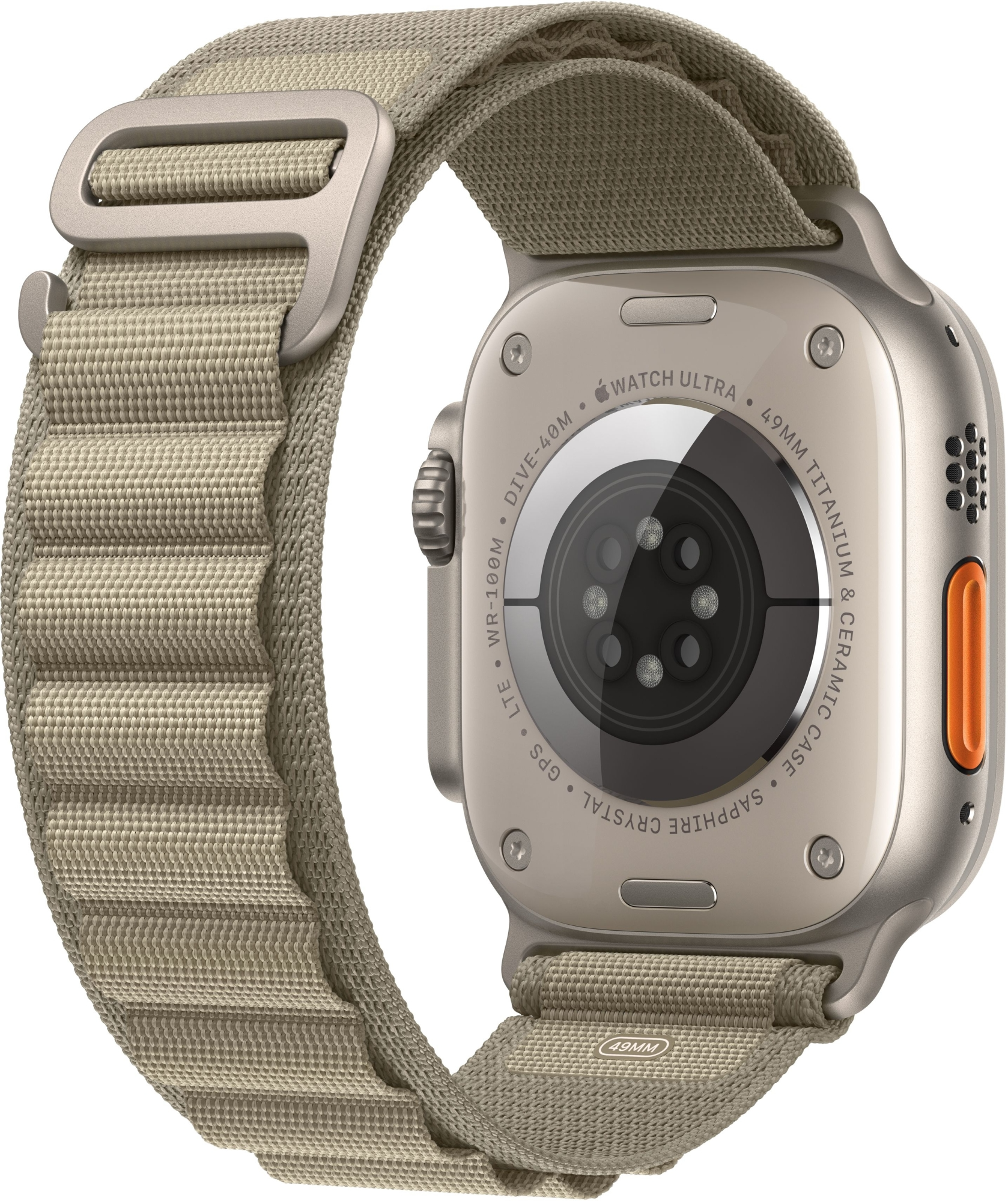 Apple Watch Ultra 2 GPS + Cellular, 49mm Titanium Case with Olive Alpine Loop - Small (MREX3)