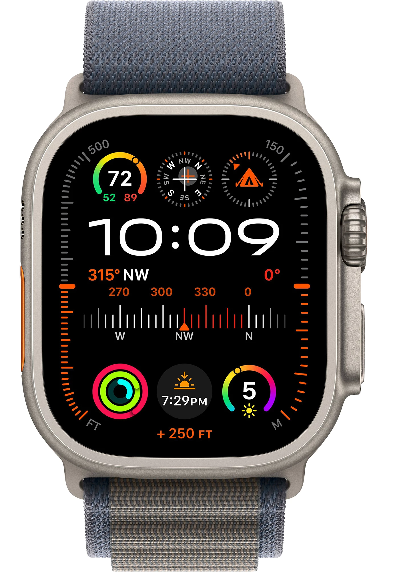 Apple Watch Ultra 2 GPS + Cellular, 49mm Titanium Case with Olive Alpine Loop - Small (MREX3)