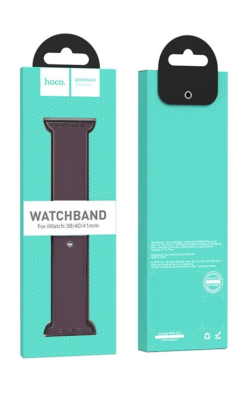 Hoco Watchband iWatch WA01 Flexible series classic sports silicone strap 38/40/41mm for Apple Watch series 1/2/3/4/5/6/7/8/SE Crimson cherry