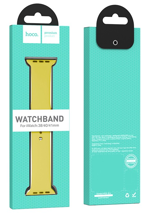 Hoco Watchband iWatch WA01 Flexible series classic sports silicone strap 38/40/41mm for Apple Watch series 1/2/3/4/5/6/7/8/SE light lemon