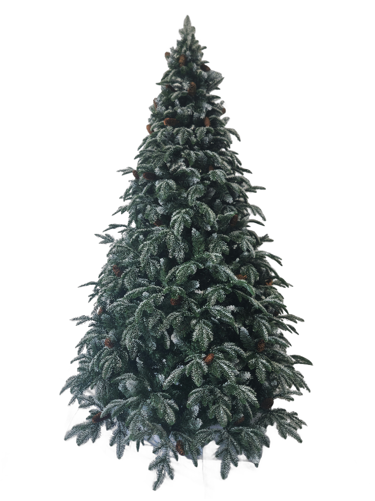 240 cm green Christmas tree with silicone branches and cone 24525