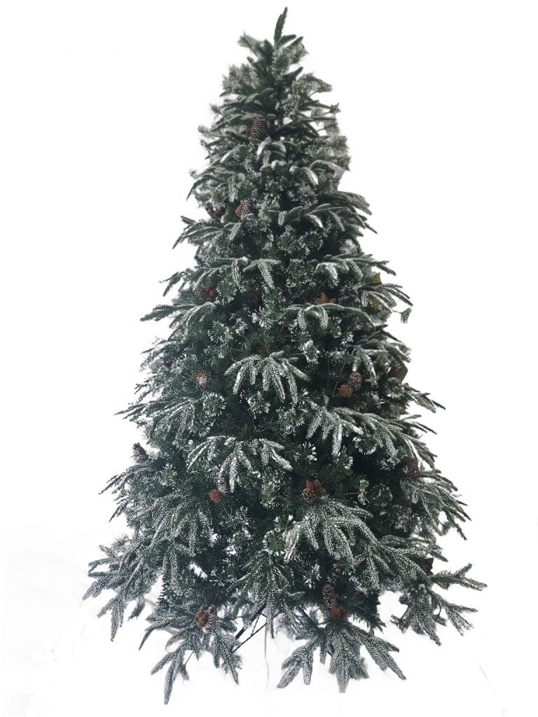 270 cm snowy Christmas tree with silicone branches and cone 24515