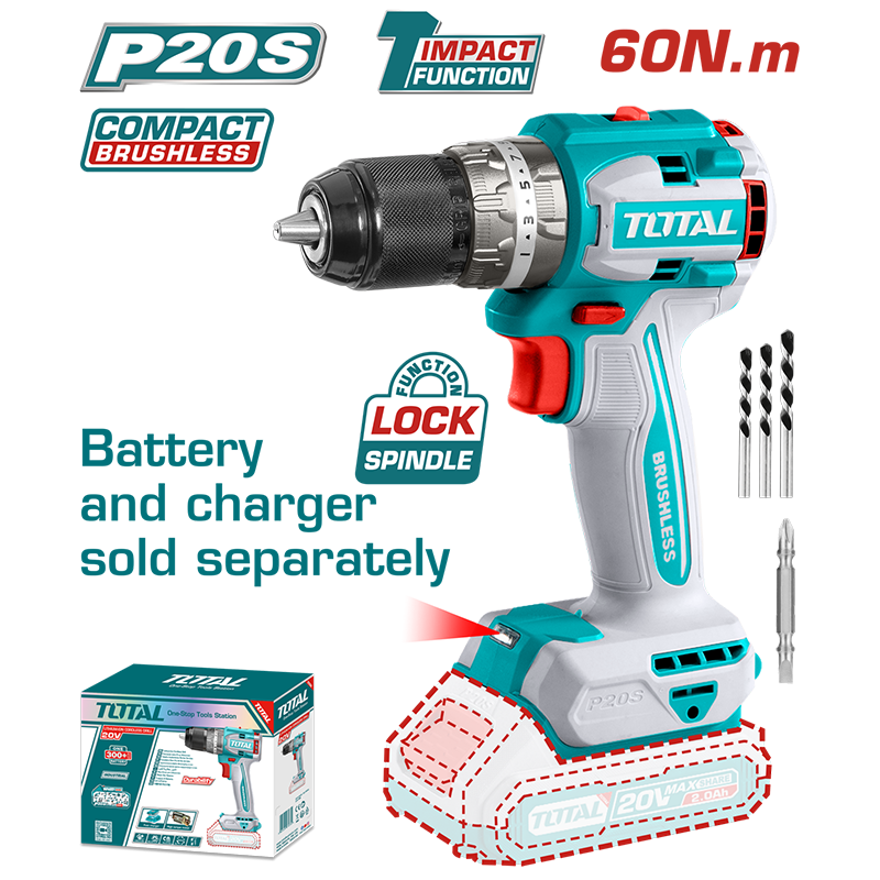 Cordless drill-screwdriver TOTAL TIDLI206021