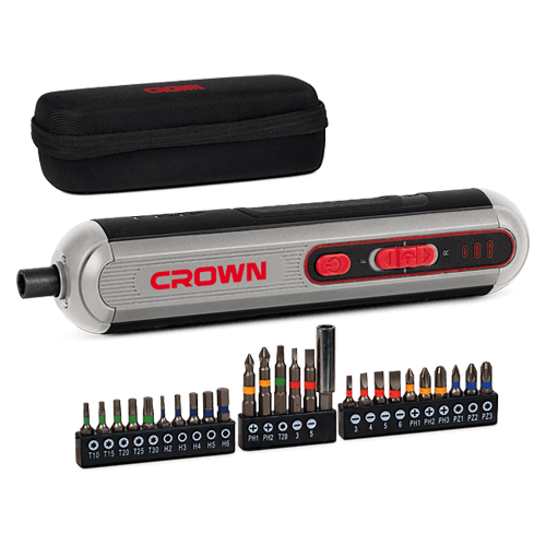 CROWN CT22053-TB - ელექტრო სახრახნისი საცვლელი პირებით