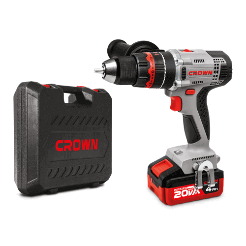 CROWN CT21075HMX-4 BMC- ელ.სახრახნისი დარტყმით 2x4Ah ელემენტი