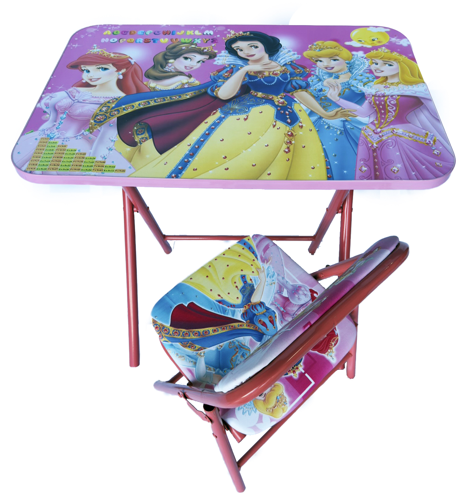 Folding table with a princess painting